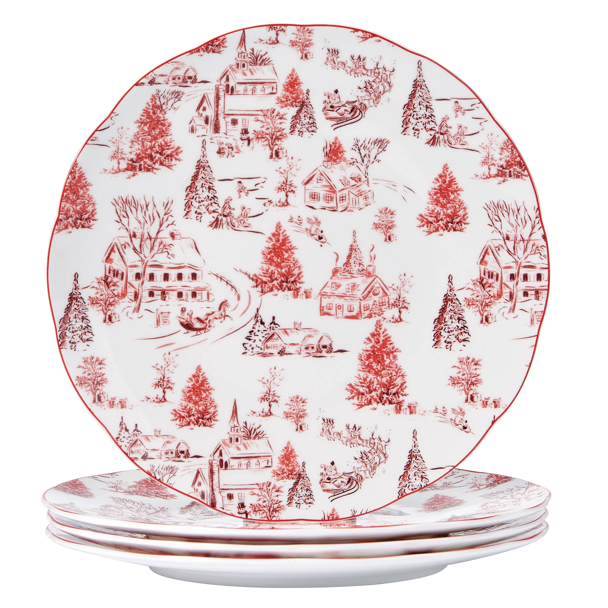 Holiday Village Set of 4 Dinner Plates