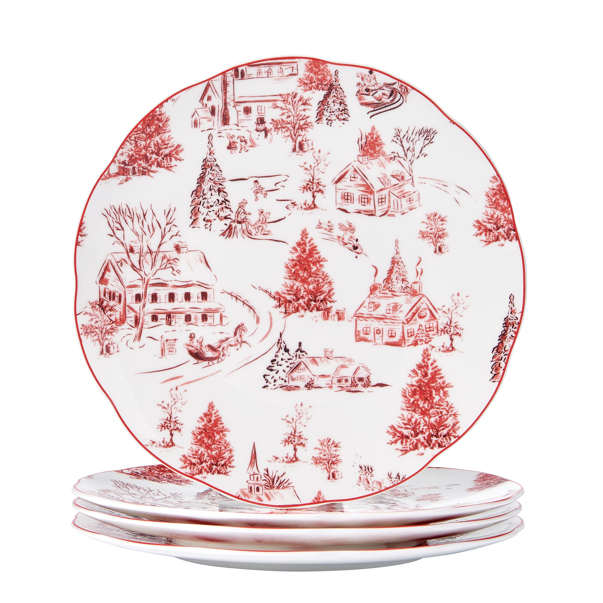 Holiday Village Set of 4 Salad Plates