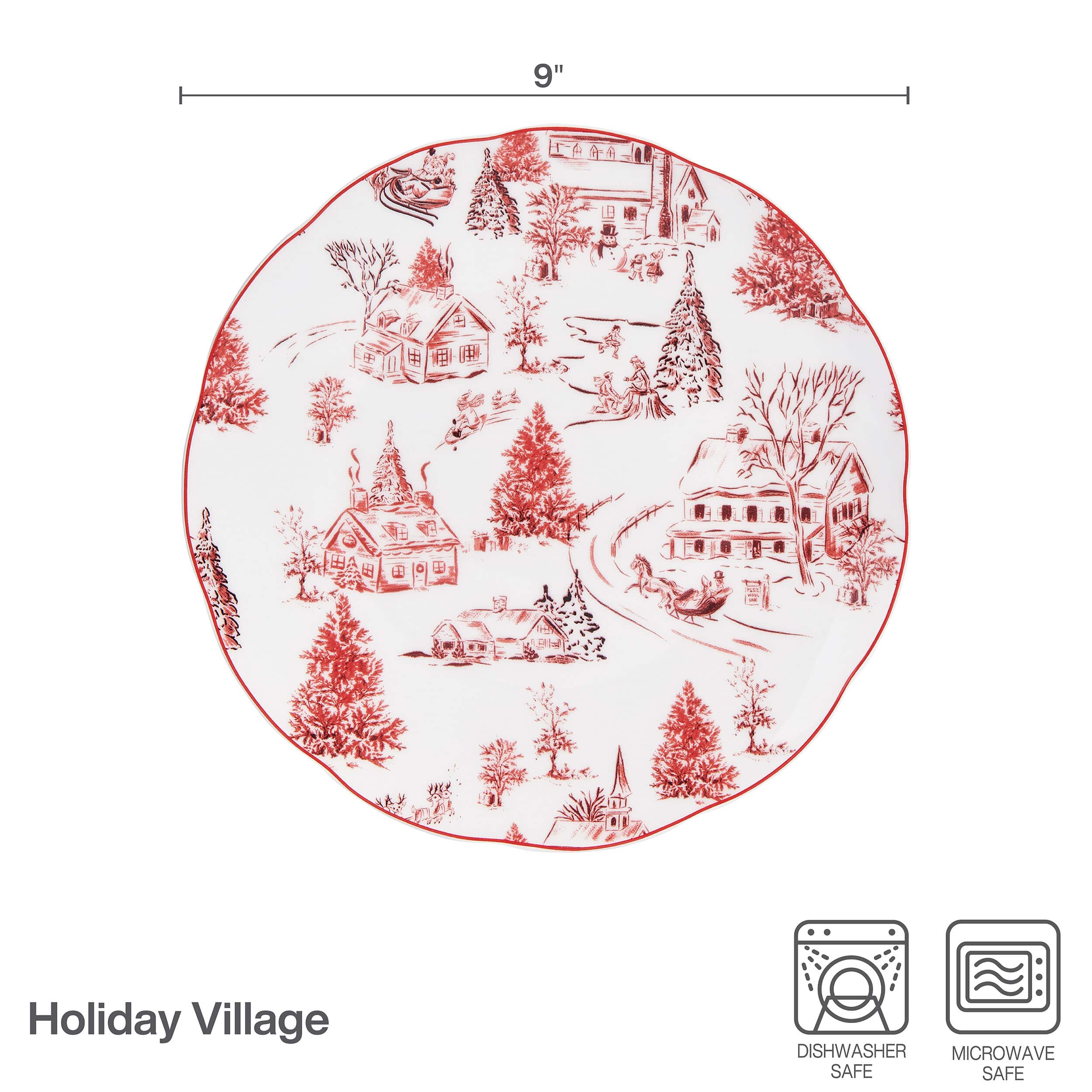 Holiday Village Set of 4 Salad Plates