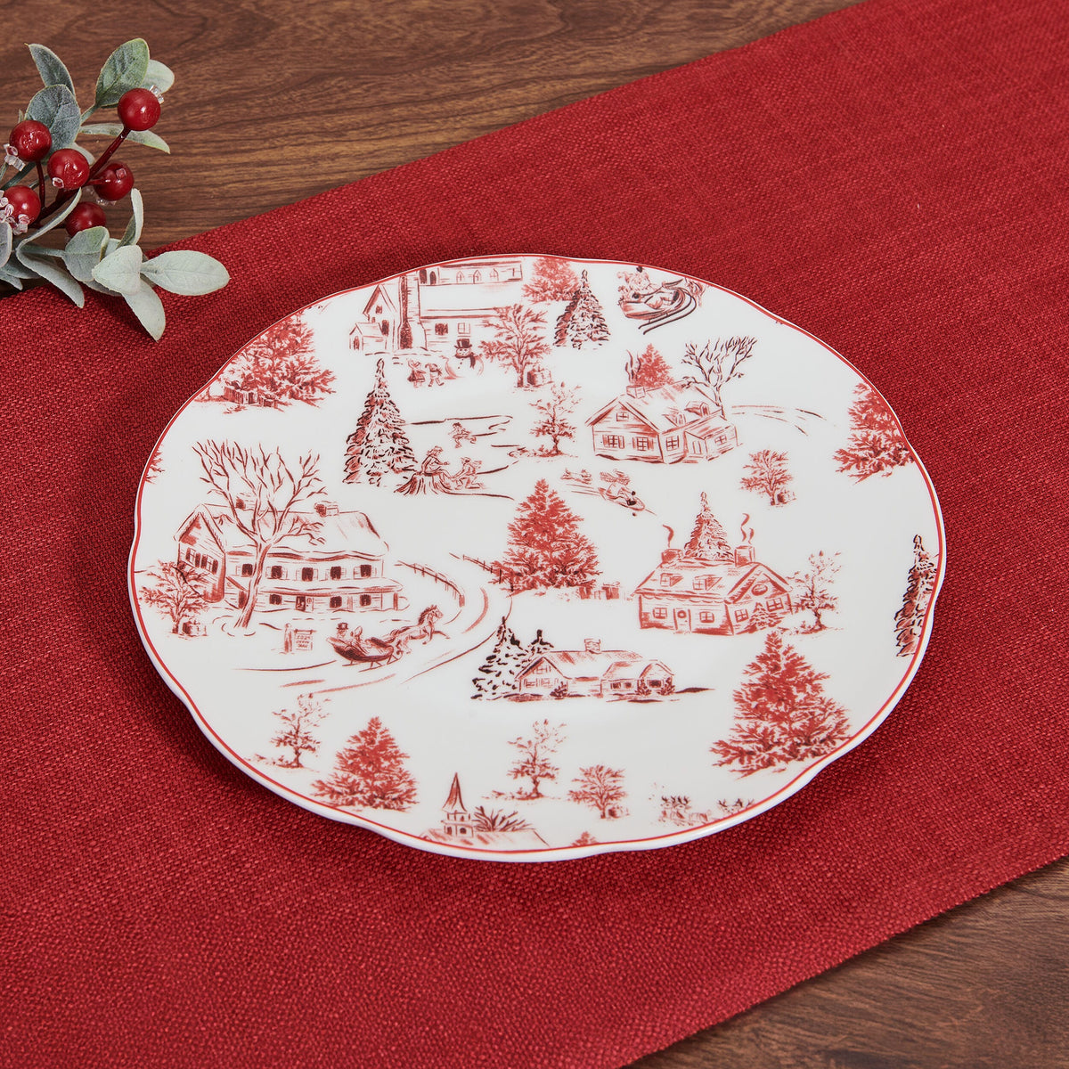 Holiday Village Set of 4 Salad Plates