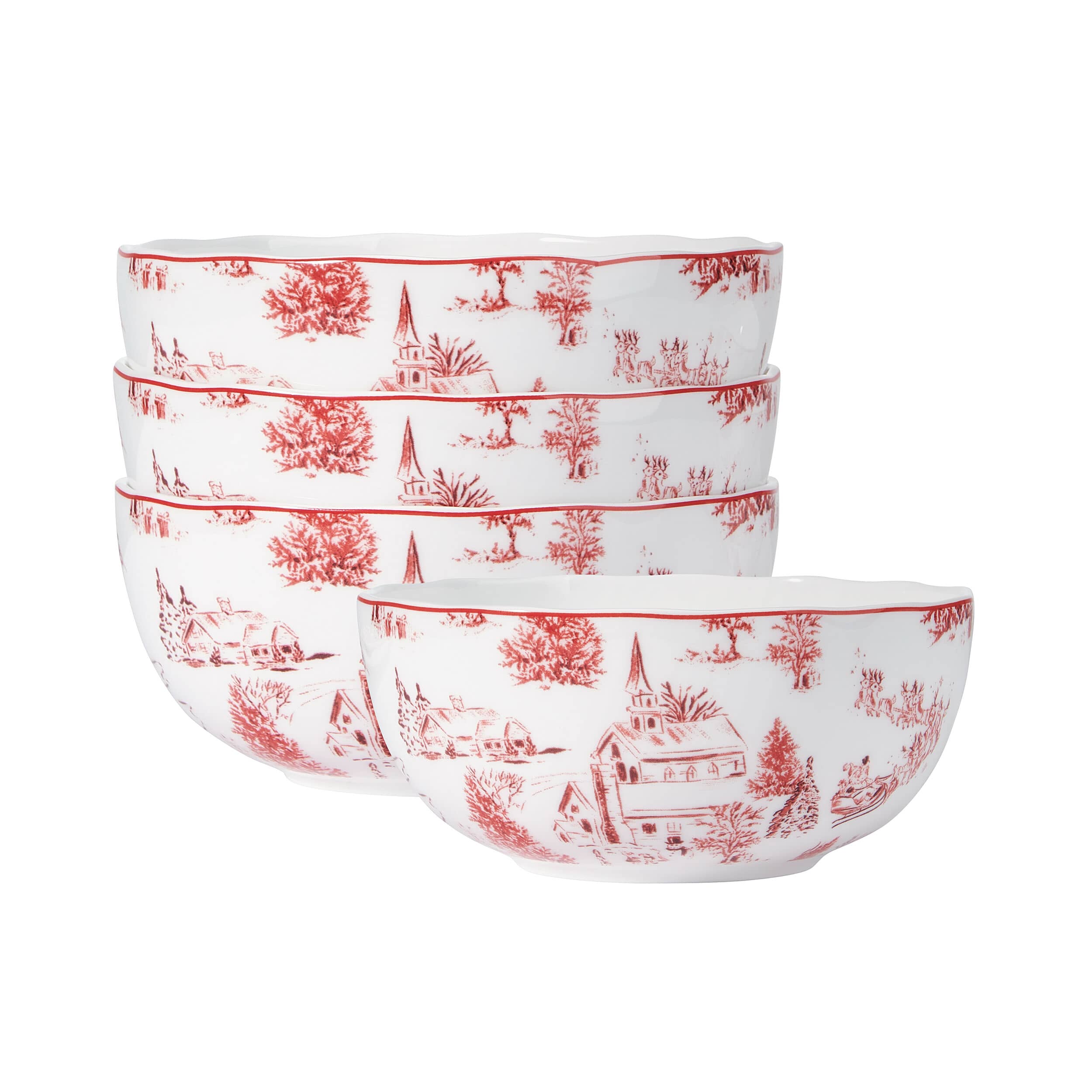 Holiday Village Set of 4 Soup Cereal Bowls
