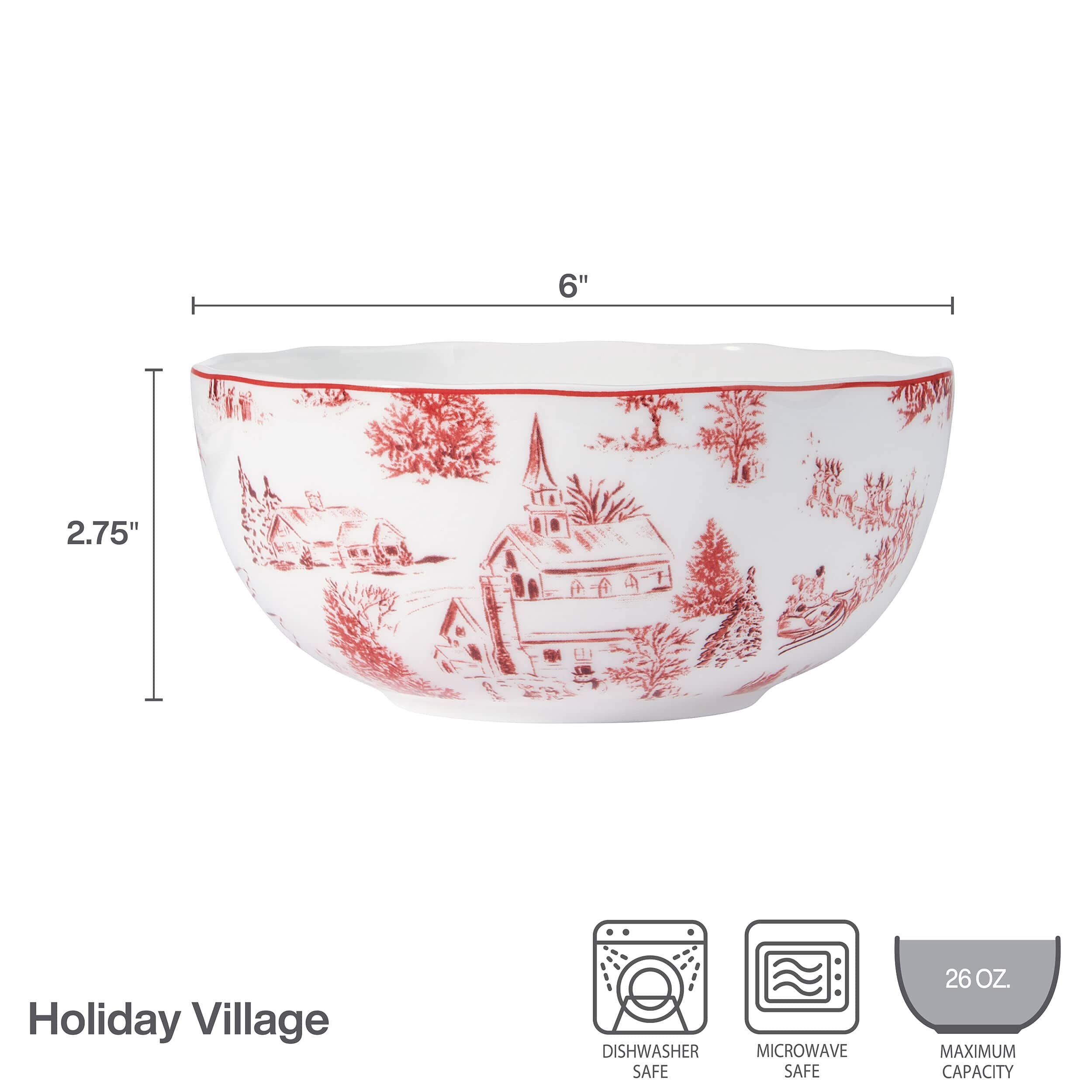 Holiday Village Set of 4 Soup Cereal Bowls