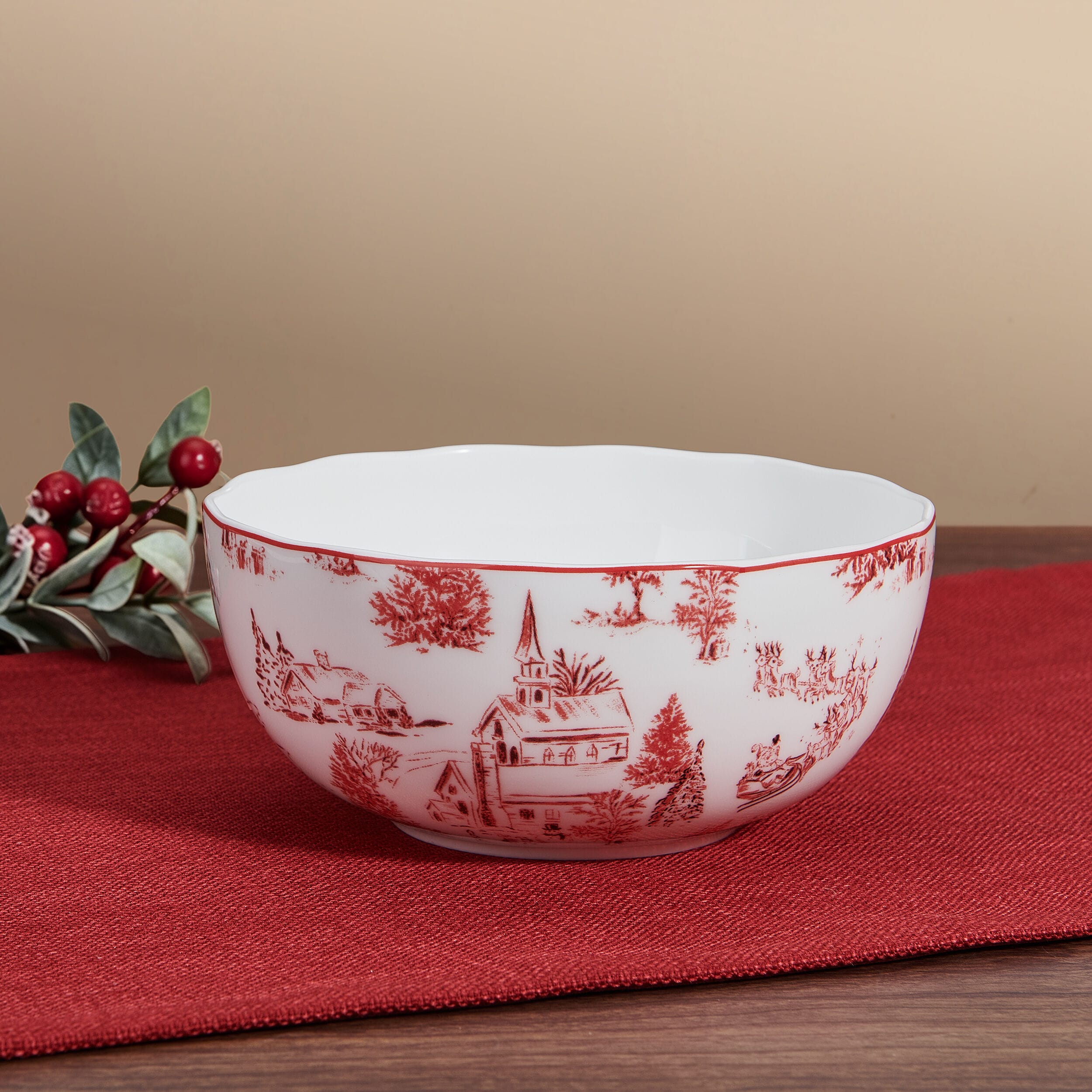 Holiday Village Set of 4 Soup Cereal Bowls