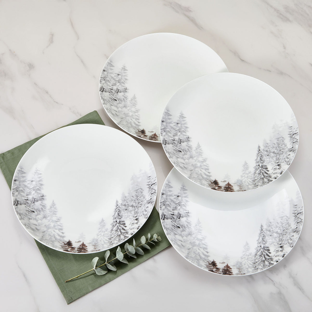Woodsy Winter Set of 4  Dinner Plates