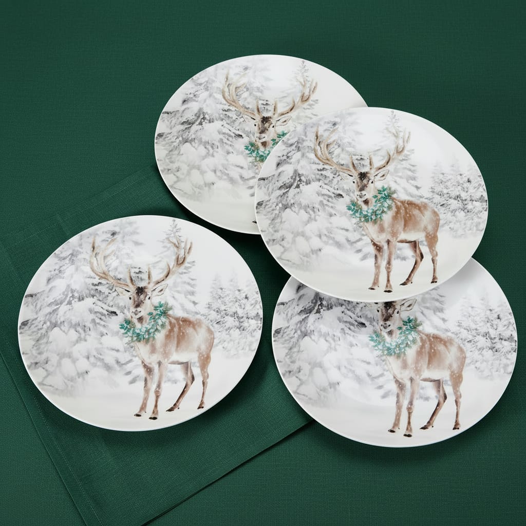 Woodsy Winter Set of 4 Salad Plates