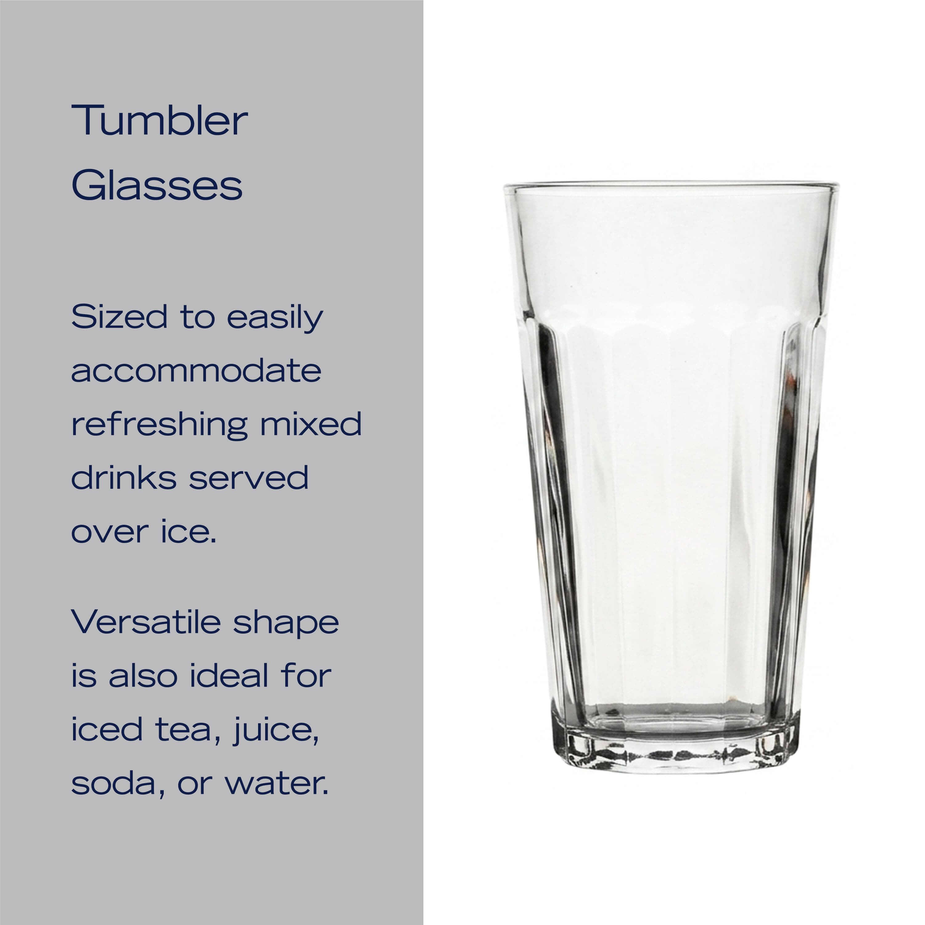 Mable Set of 6 Highball Tumbler Glasses 12oz.
