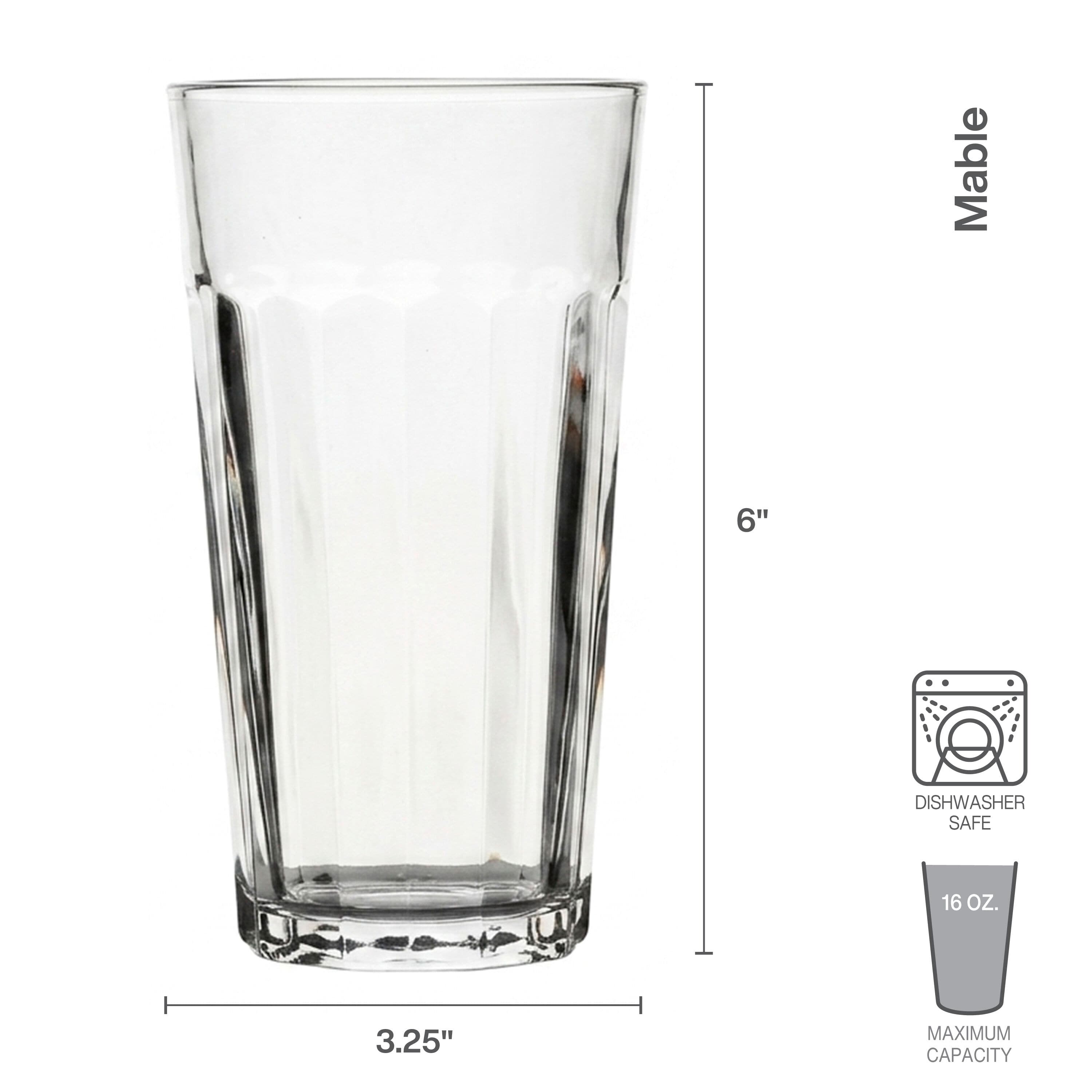 Mable Set of 6 Highball Tumbler Glasses, 16oz.
