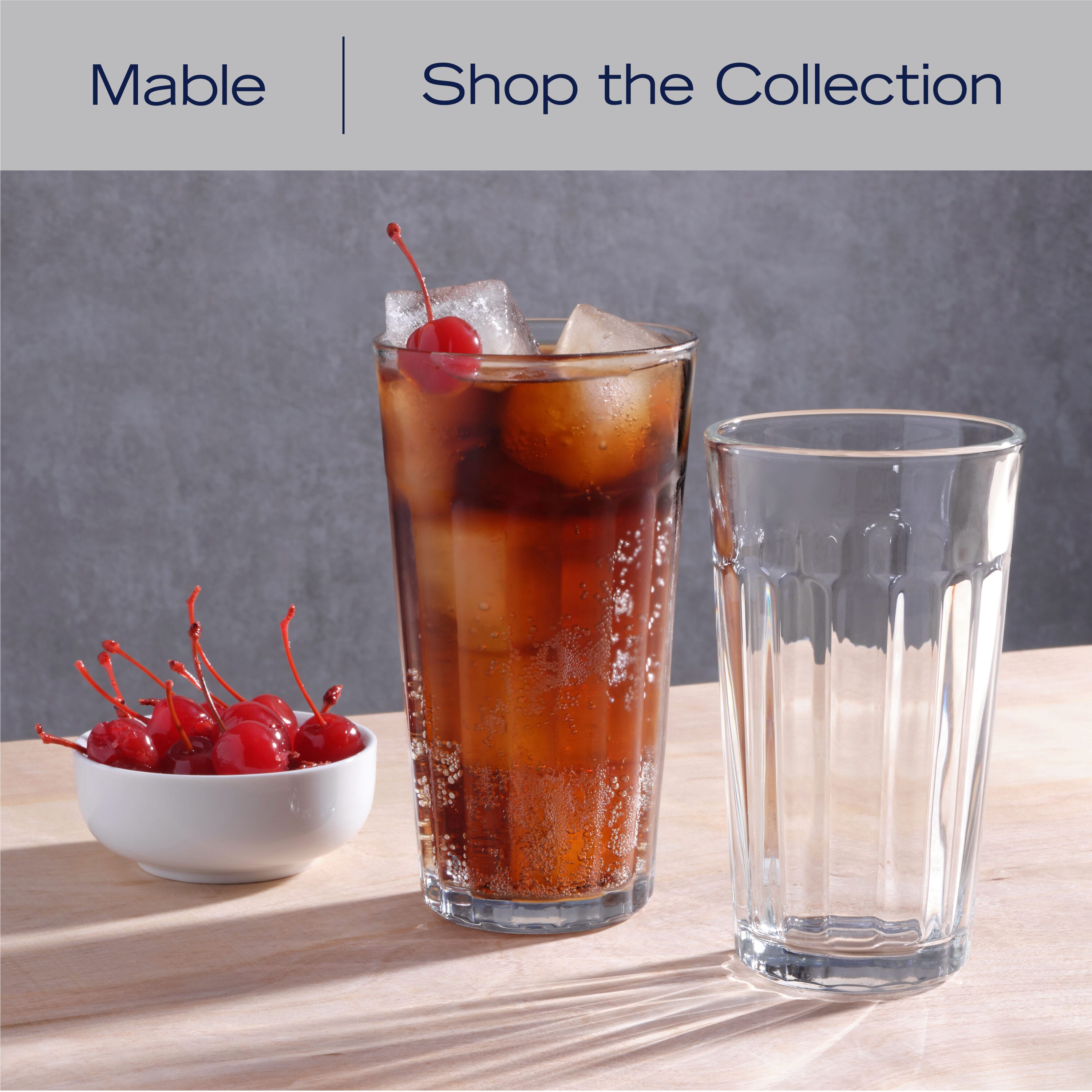 Mable Set of 6 Highball Tumbler Glasses, 16oz.