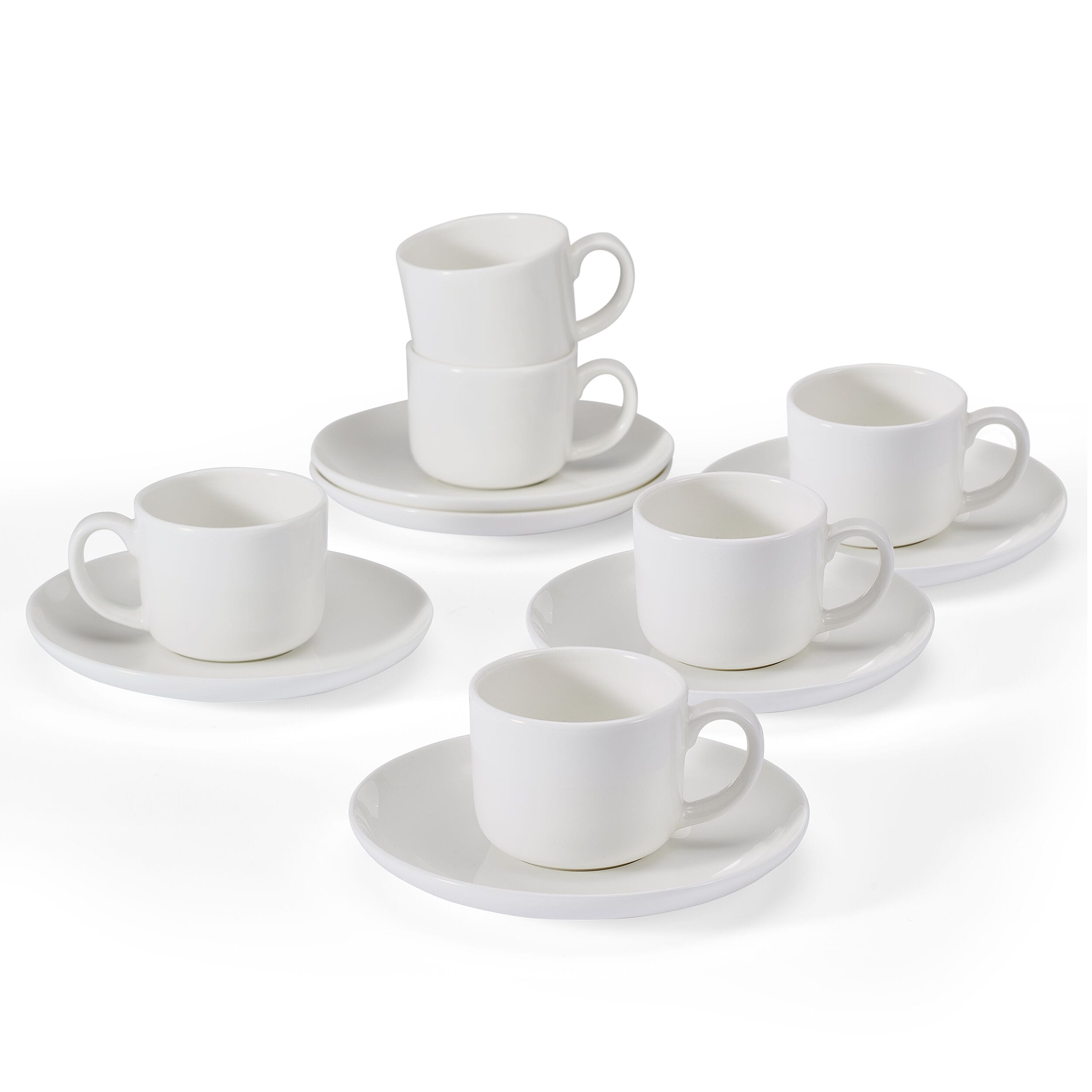 Set of 6 Espresso Cups and Saucers