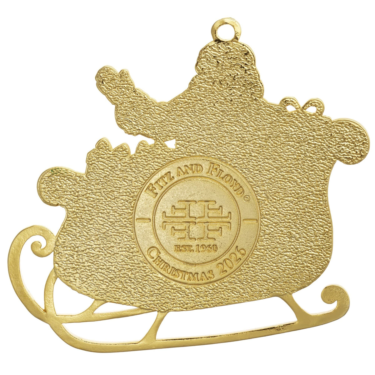 Fitz & Floyd 2026 Gold Plated Enameled Santa Ornament