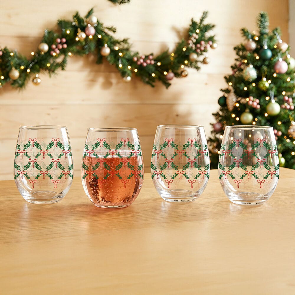 Stemless Gifts Holiday Coquette Stemless Wine Set of 4