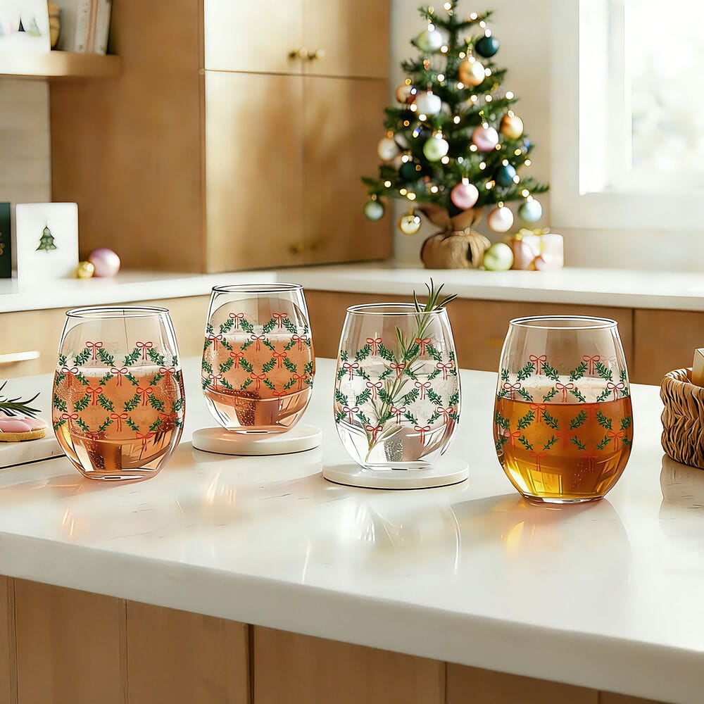 Stemless Gifts Holiday Coquette Stemless Wine Set of 4