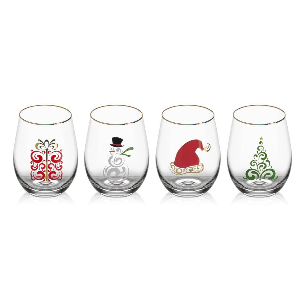 Stemless Gifts Holiday Stemless Wine Set of 4