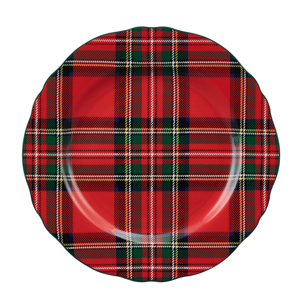 Tartan Red Scallop 12 Piece Dinnerware Set, Service for 4
