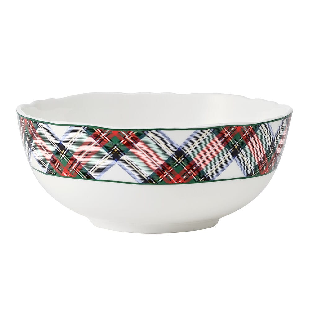 Tartan White Scalloped 12 Piece Dinnerware Set, Service for 4