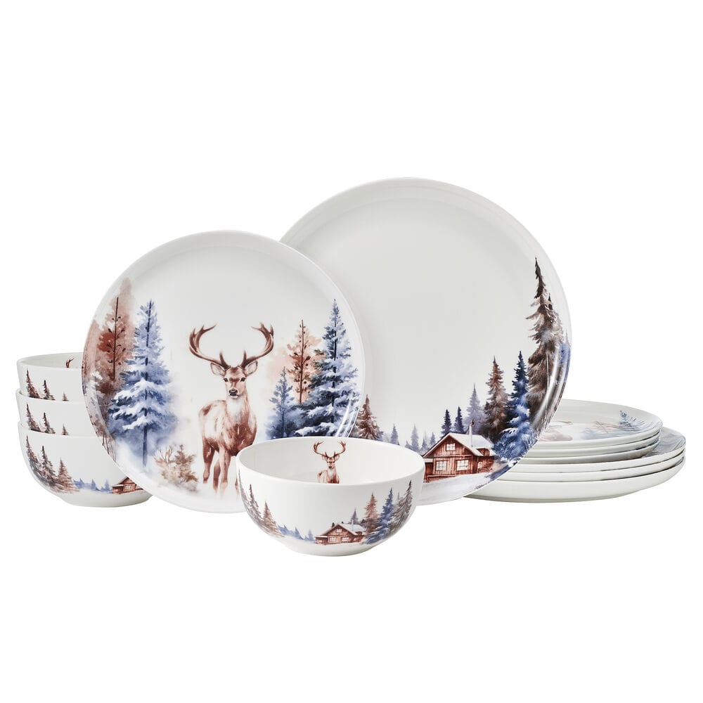 Whispering Pines 12 Piece Dinnerware Set, Service for 4