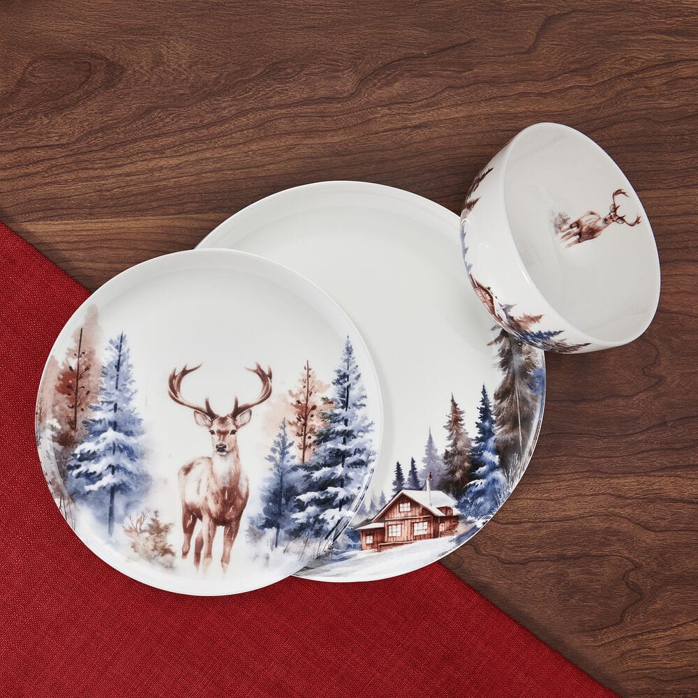 Whispering Pines 12 Piece Dinnerware Set, Service for 4