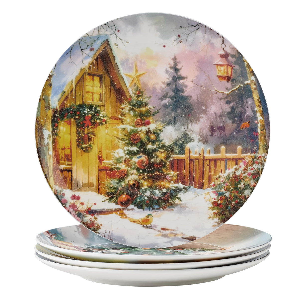 Vintage Christmas Set of 4 Holiday Salad Plates