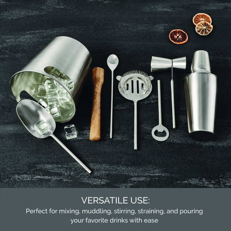 Essentials 8 Piece Barware Cocktail Shaker Bartool Set