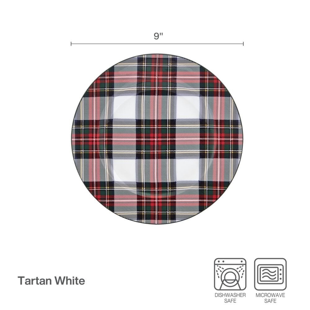Tartan White Set of 4 Salad Plates