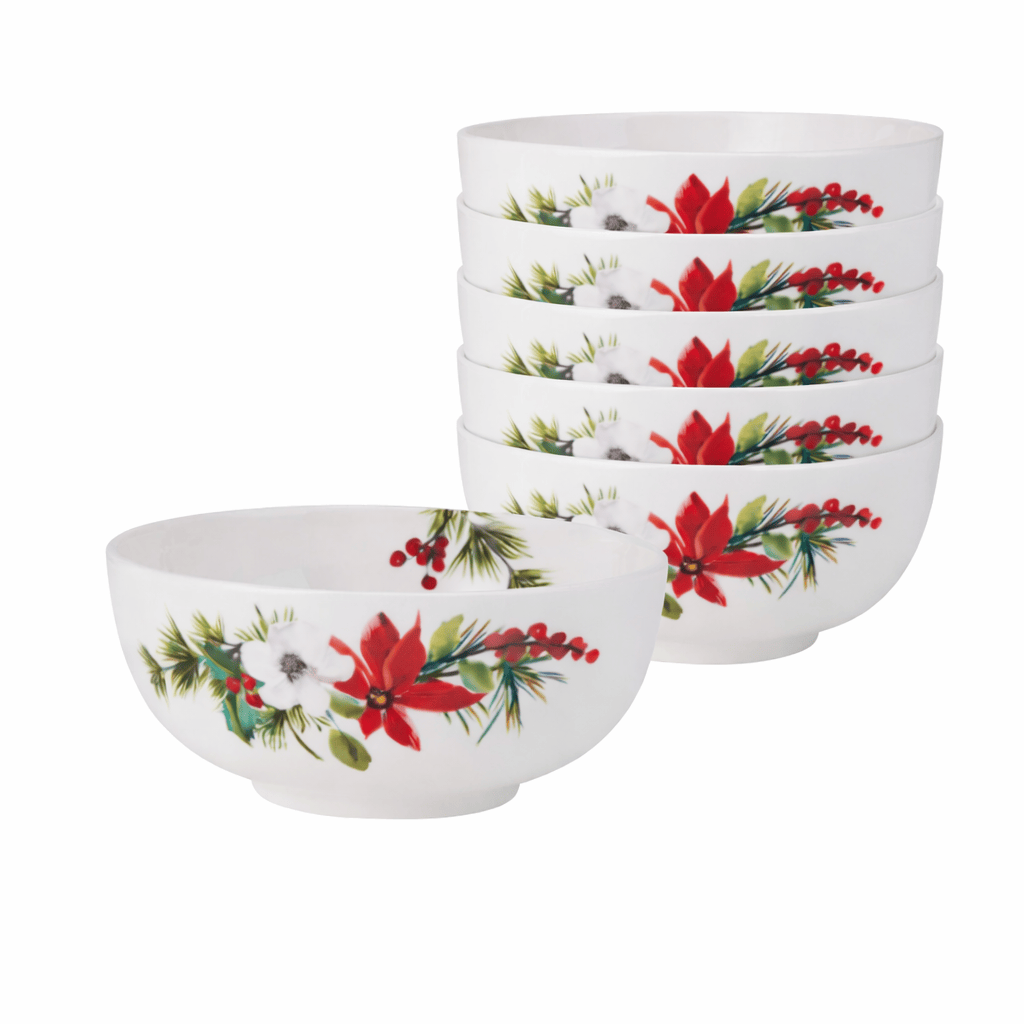 Hope Joy Poinsettia Set of 6 Fruit Bowls