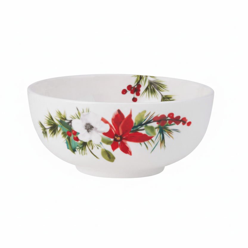 Hope Joy Poinsettia Set of 6 Fruit Bowls