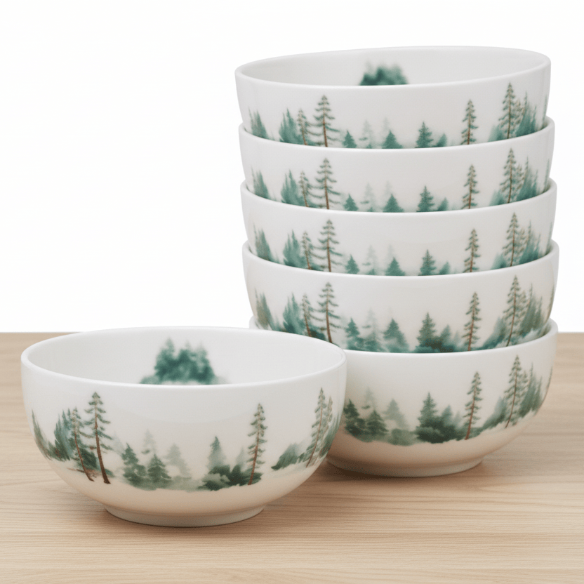 Watercolor Forest Set of 6 Fruit Bowls