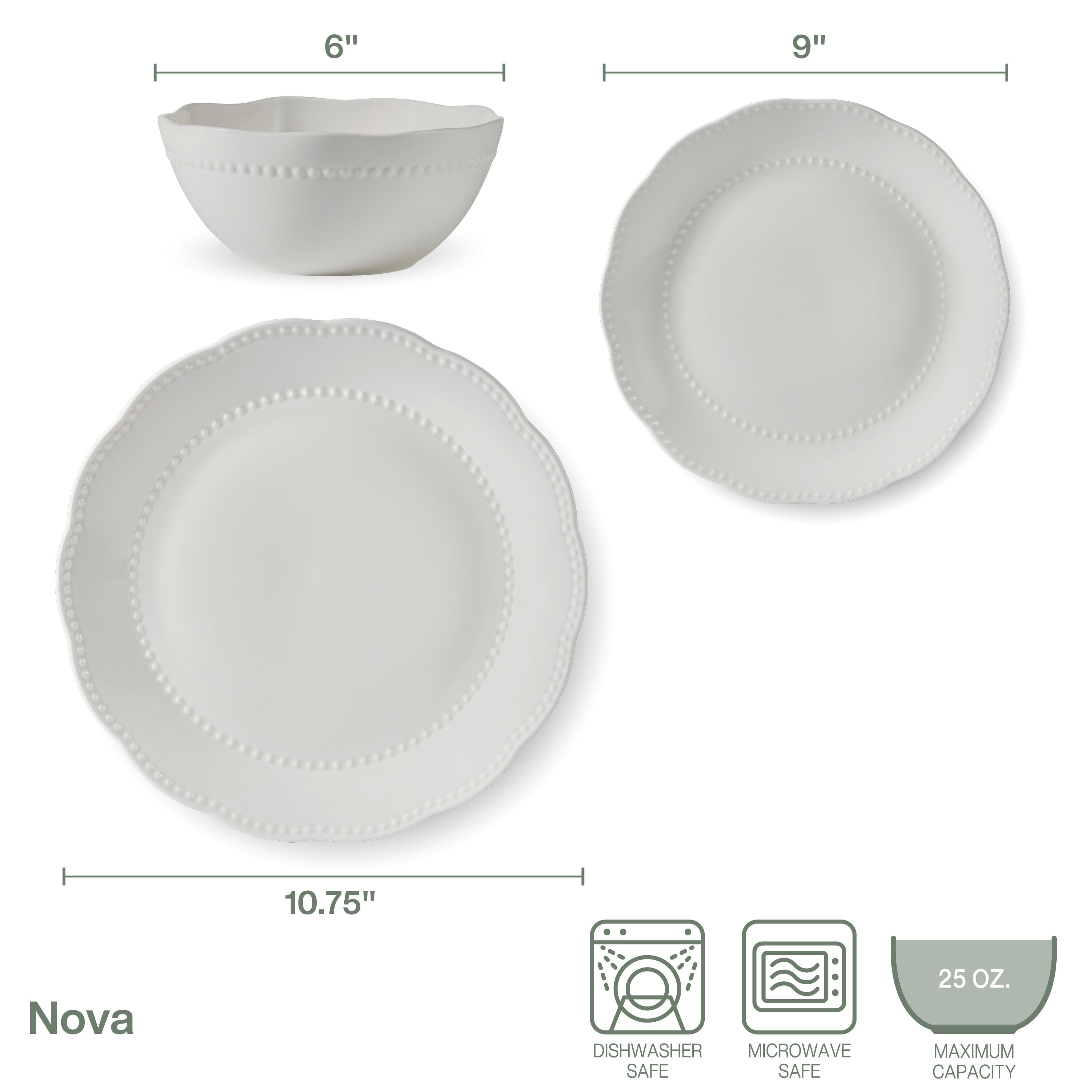 Nova 12 Piece Dinnerware Set, Service for 4