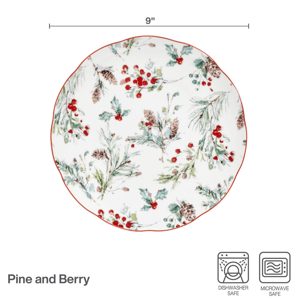 Pine and Berry Set of 4 Salad Plates