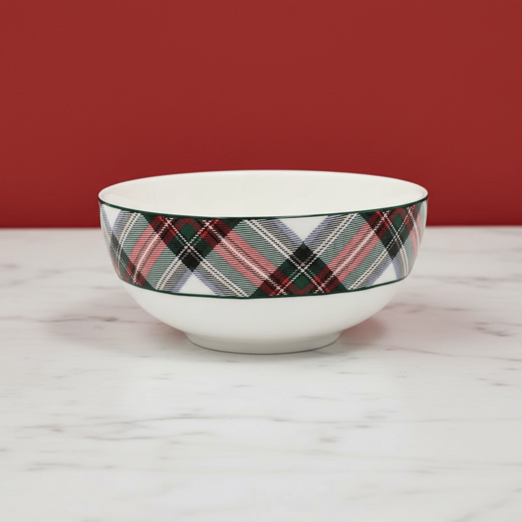 Tartan White Fruit Bowl