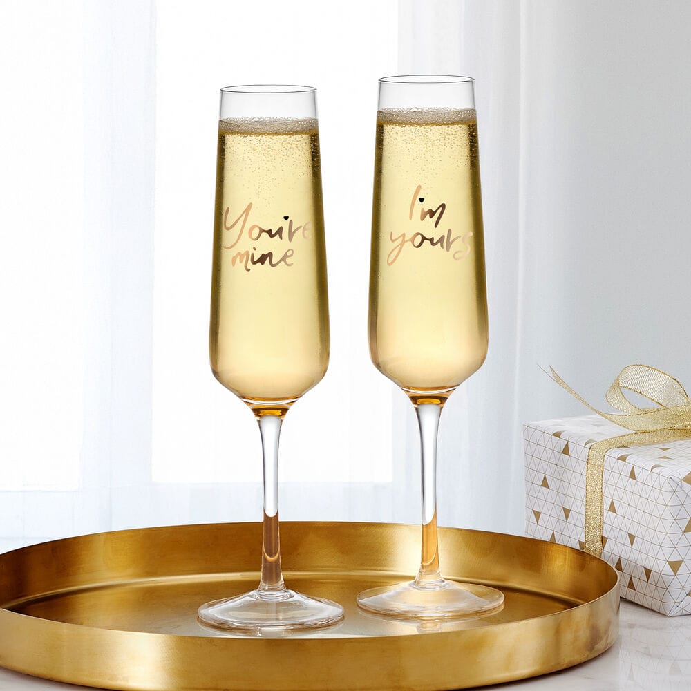Champagne Flutes  Set of 2 Mine and Yours