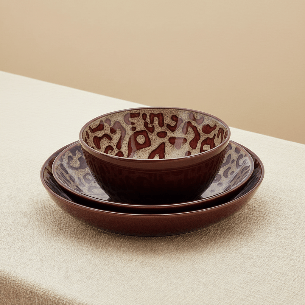 Amari Animal Print 12 Piece Dinnerware Bowl Set, Service for 4