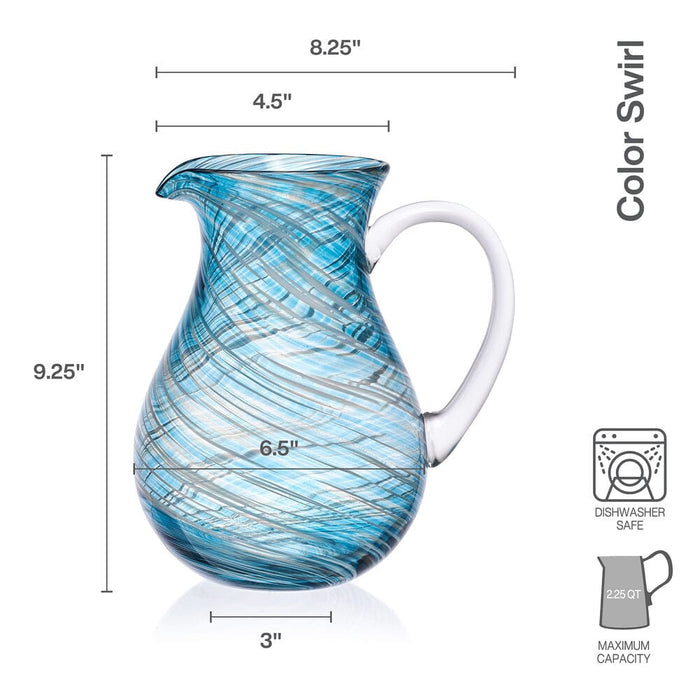 Blue Checkard Pitcher Color Swirl Blue Pitcher