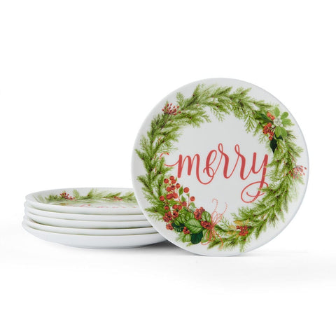 Festive Garland Set of Appetizer Plates