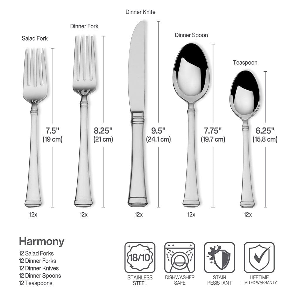 Harmony 45 Piece Flatware Set, Service for 8