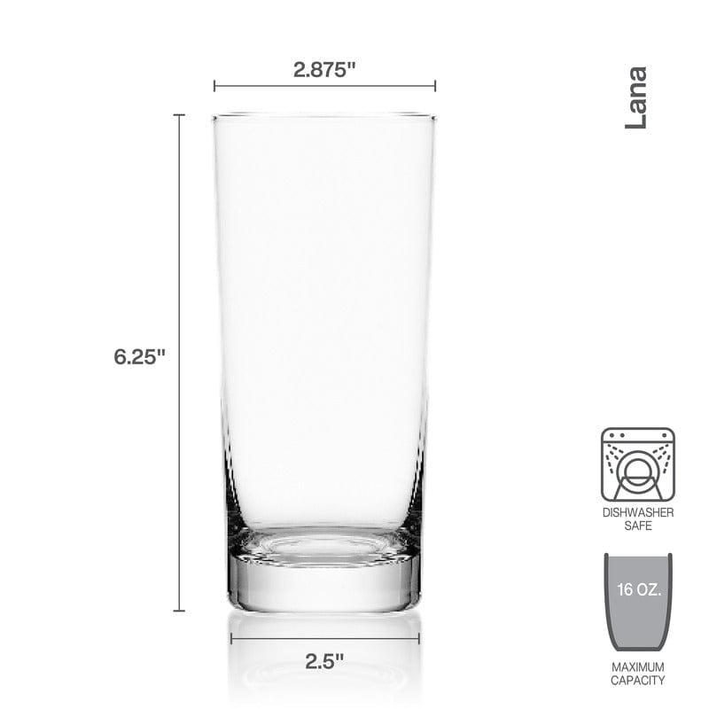 MIKASA Wesley Set 4 Bicchieri Highball In Vetro, 350 Ml, Trasparenti Con Motivo Incrociato