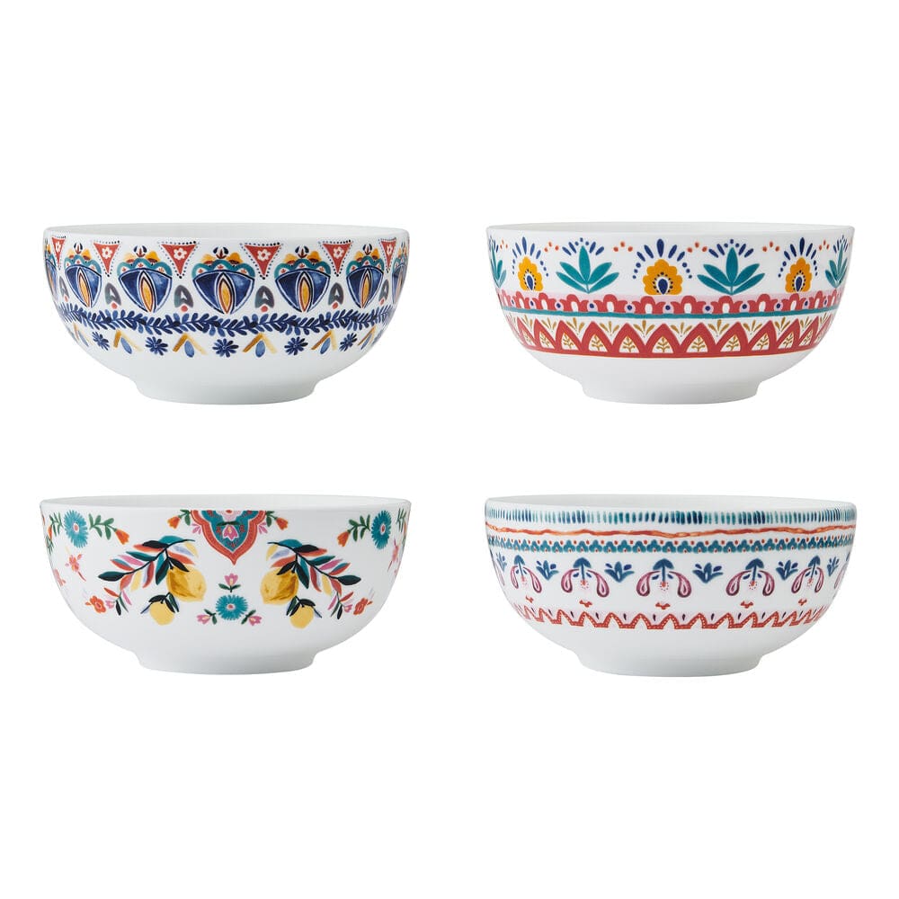 Painted Medallion Set of 4 Soup Cereal Bowls - Thumbnail 3