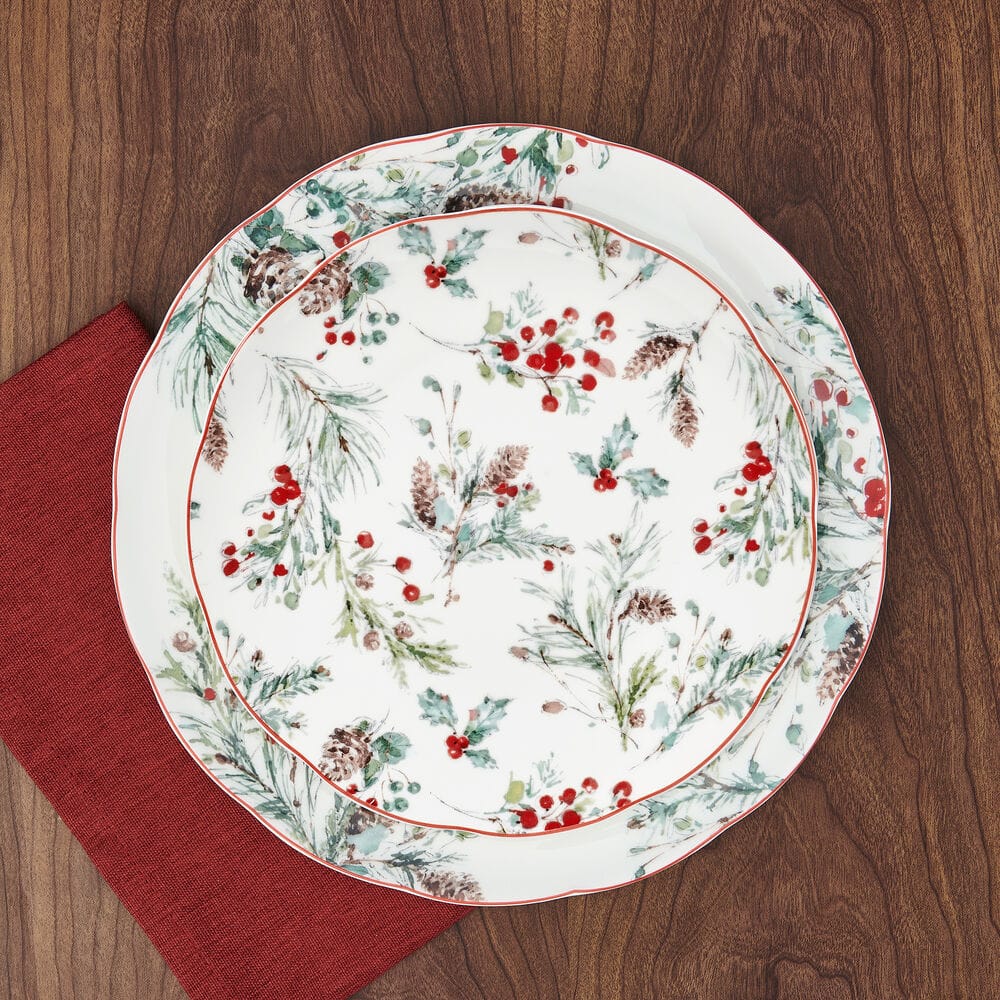 Pine and Berry Set of 4 Dinner Plates