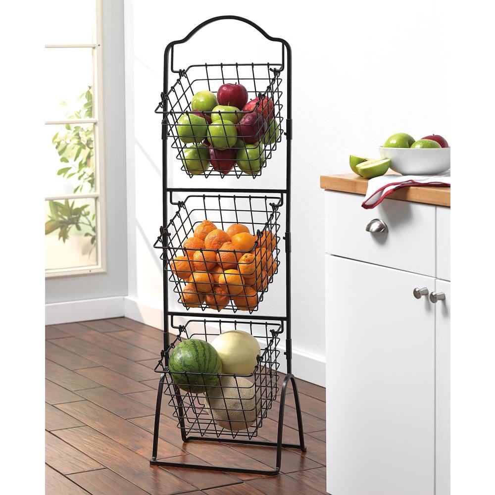 3 Tiered Standing Storage Rack with Market Baskets – Mikasa