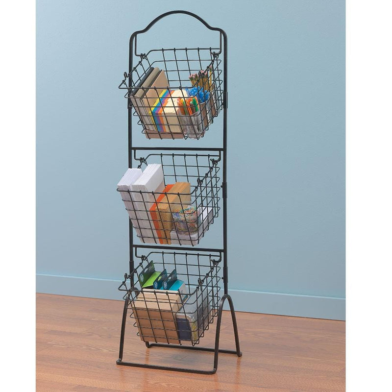 3 Tiered Standing Storage Rack with Market Baskets