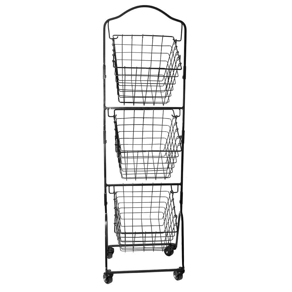 Rio 3 Tiered Standing Storage Baskets with Wheels Mikasa