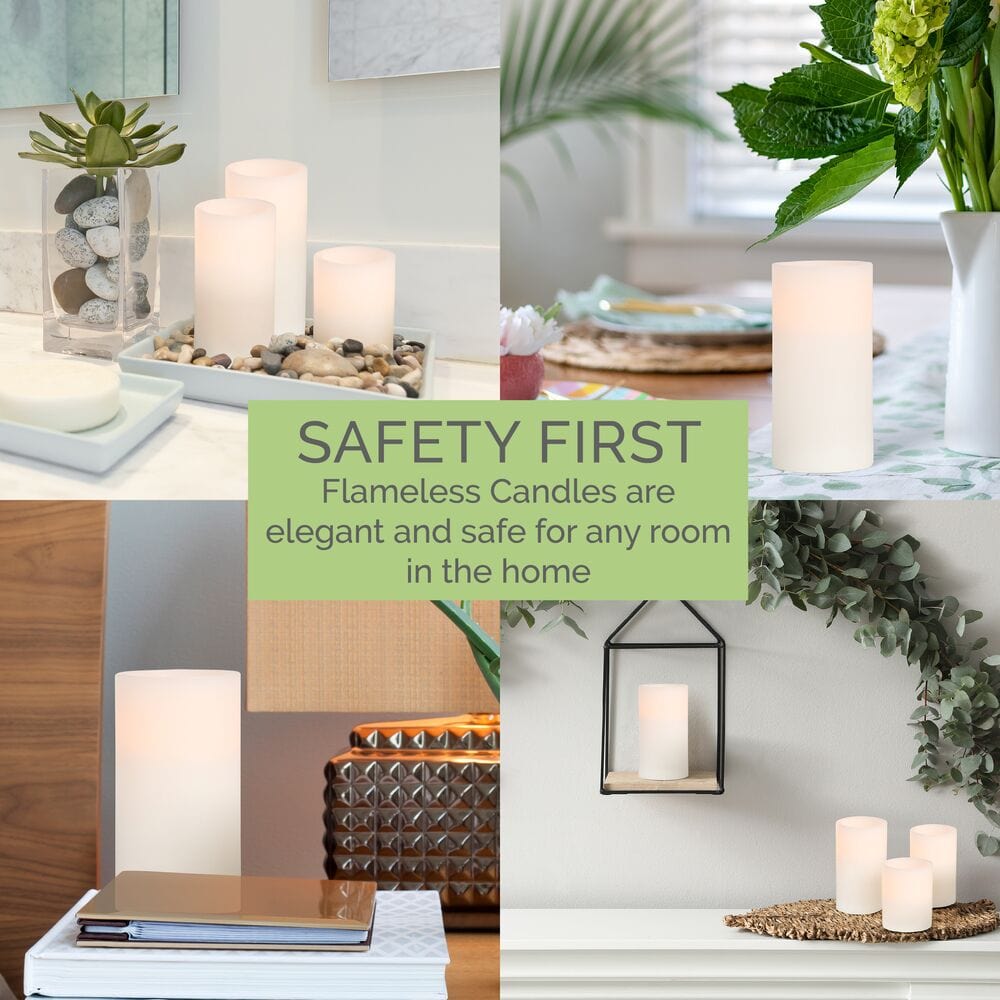 Flameless Set of 5 Pillar LED Candles with Remote Mikasa