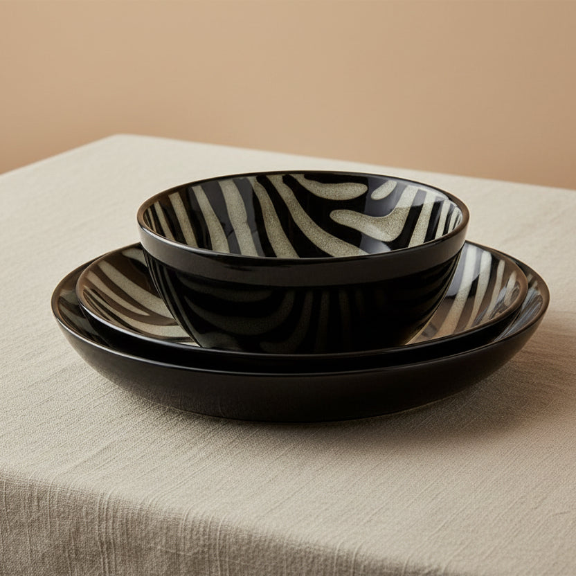 Amari Animal Print 12 Piece Dinnerware Bowl Set, Service for 4