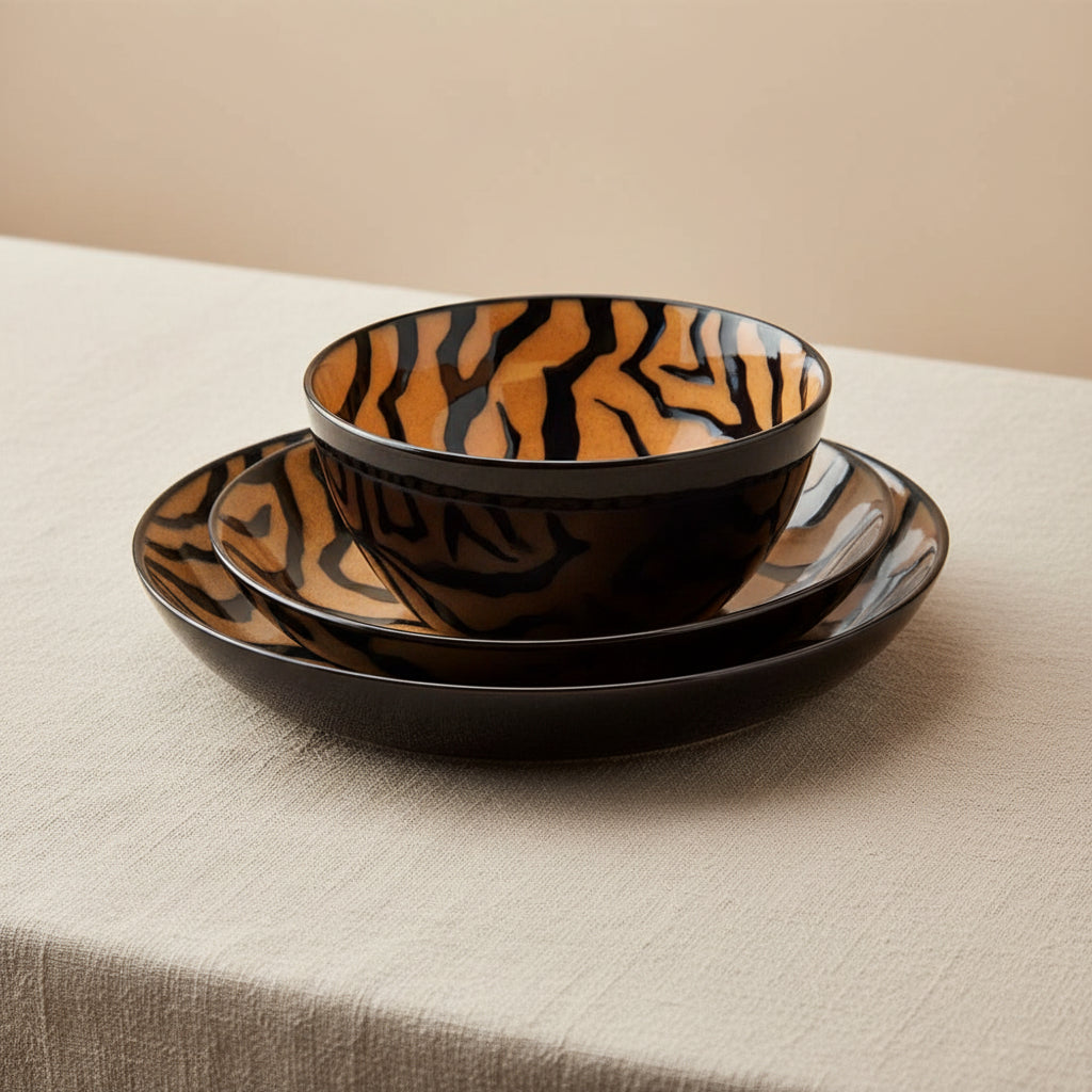 Amari Animal Print 12 Piece Dinnerware Bowl Set, Service for 4