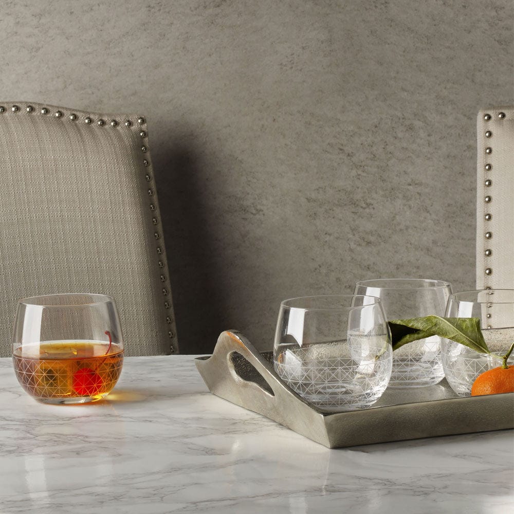 Scott Living Axis Set of 4 Double Old Fashioned Glasses Mikasa
