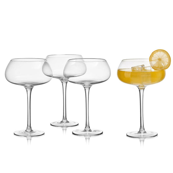 Craft Cocktail Set of 4 Coupe Champagne Wine Glasses