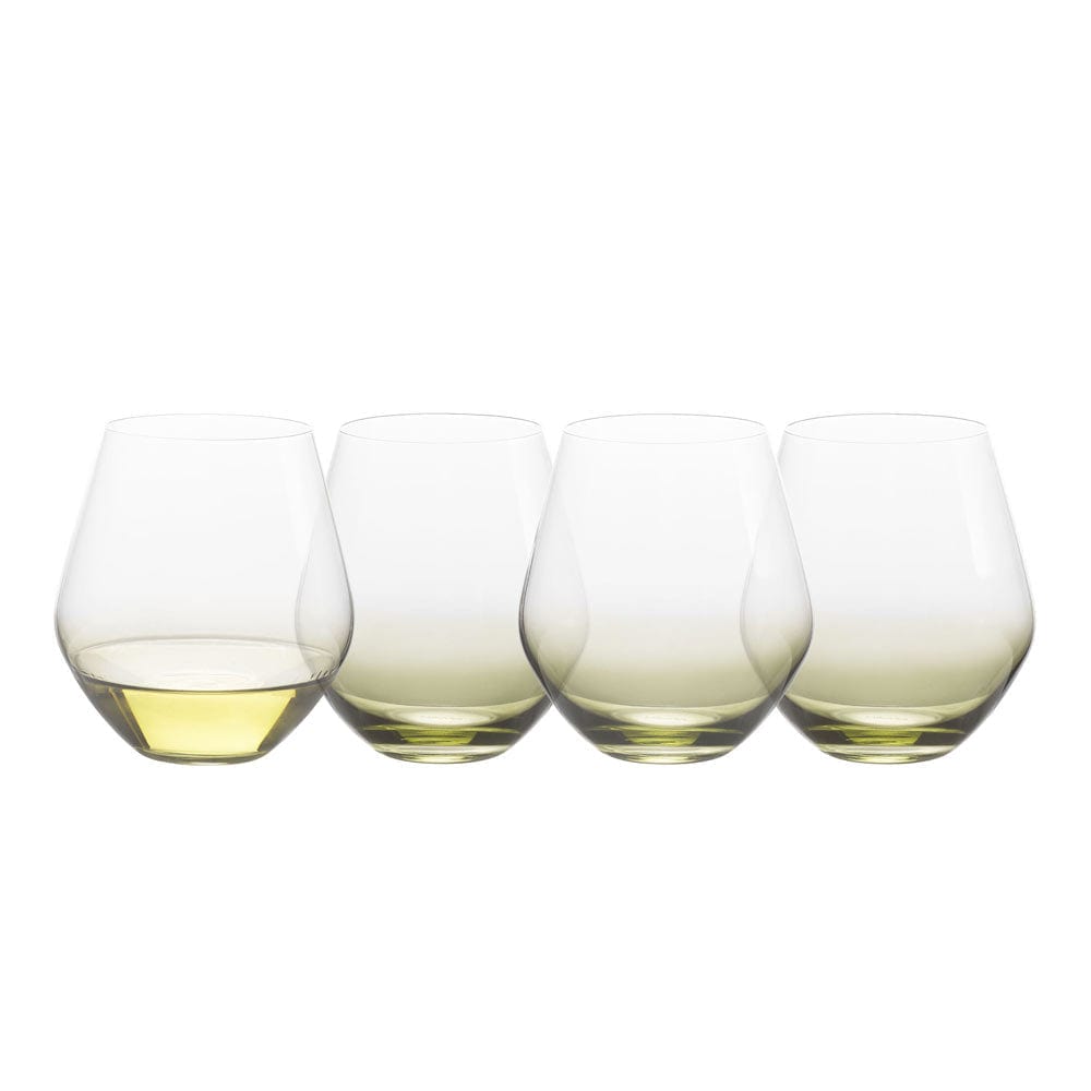 Monogrammed Sheer Rim Stemless Wine Glasses, Set/4