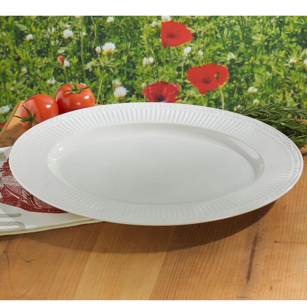 Bandeja Oval Italiana MIKASA Estilo Campo - 15 Pulgadas, Perfecta Para Servir En Mesa