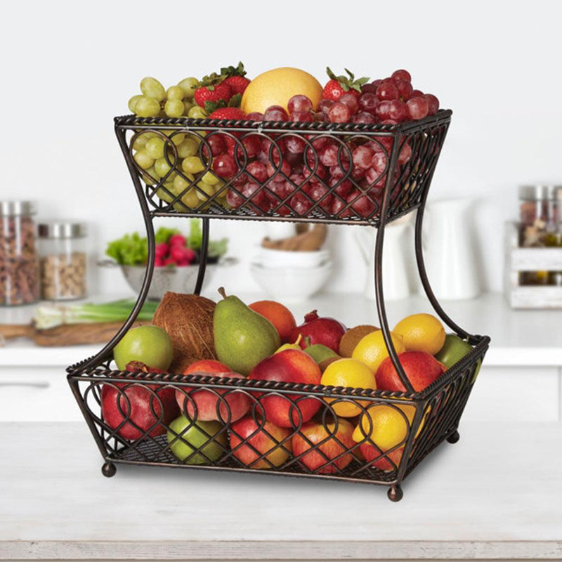 Rectangular Fruit Loop Lattice 2 Tier Rectangular Fruit Storage Basket