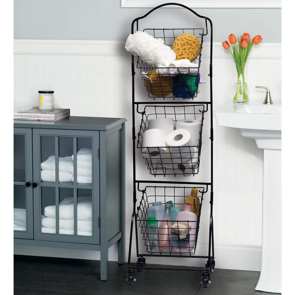 Rio 3 Tiered Standing Storage Baskets with Wheels Mikasa